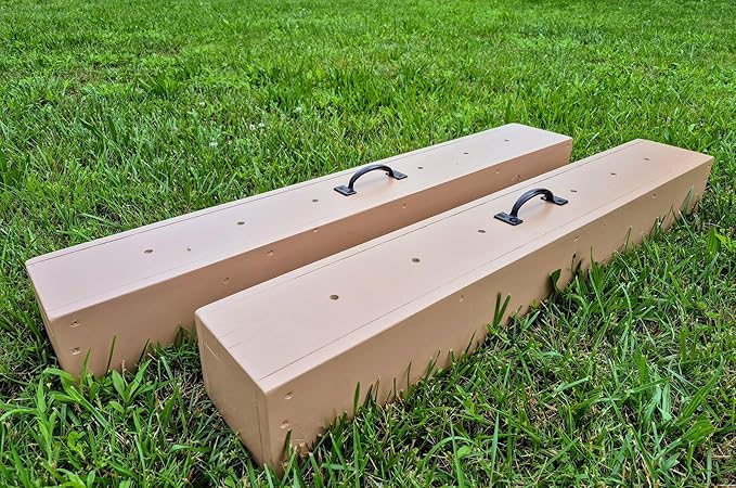 Two Handmade 4-ft Sport Horse Jump Flower Box Set – Pressure-Treated Pine, Heavy-Duty, Black Metal Handles, Six Flower Holes – Trusted by Equestrian Farms in Eastern U.S. for 10+ Years, Light Brown