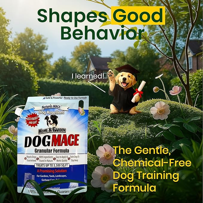 Nature’s MACE Dog Mace Granular Dog Repellent, 6 Pounds – Outdoor Dog Deterrent for Lawn, Yard, Garden, and Plants, Helps Keep Dogs Away from Bushes and Flower Beds, Covers up to 3,500 Sq. Ft.