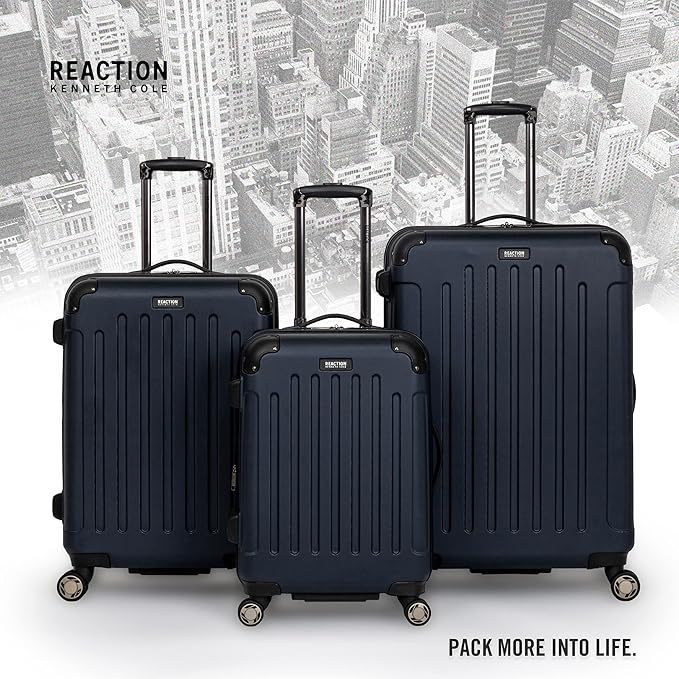 Kenneth Cole REACTION Renegade Luggage 拡張可能 8輪スピナー 軽量 ハードサイド スーツケース、ネイビーブルー、20インチ機内持ち込み