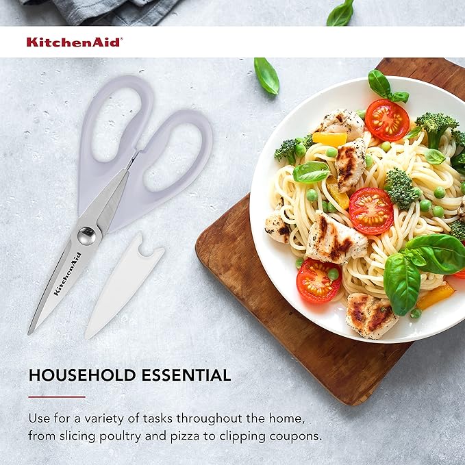 KitchenAid 万能キッチンはさみ 保護シース付き 高耐久ステンレススチール製はさみ 食洗機対応 ソフトグリップで快適なハンドル 8.72インチ ラベンダークリーム