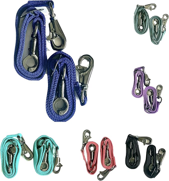 Majestic Ally Pack of 2, Double Thick Trailer Tie for Horse Haulage with Adjustable Buckle, Panic Snap and Bull Snap – 1 Inch by 36 Inch (Royal Blue)