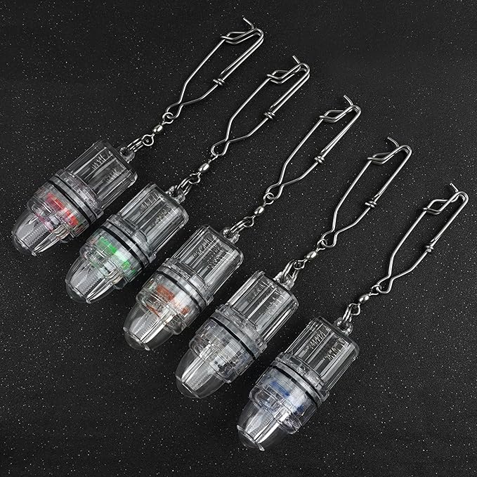 OROOTL LED Fishing Lights Underwater Battery Powered Deep Drop Fishing Light with Clip Waterproof Fish Attracting Lure Lamp Green Blue Red White Multicolor 2,100ft