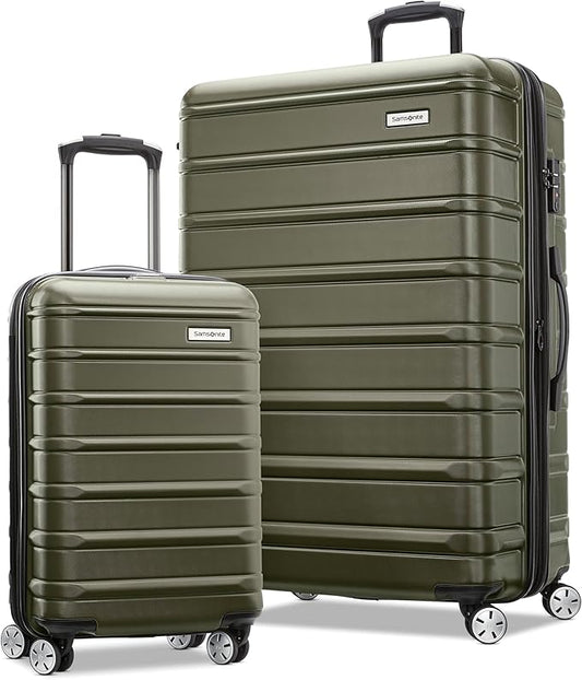 Samsonite Omni 2 Hardside Expandable Luggage with Spinner Wheels, 2-Piece Set (19/28), Vita Olive