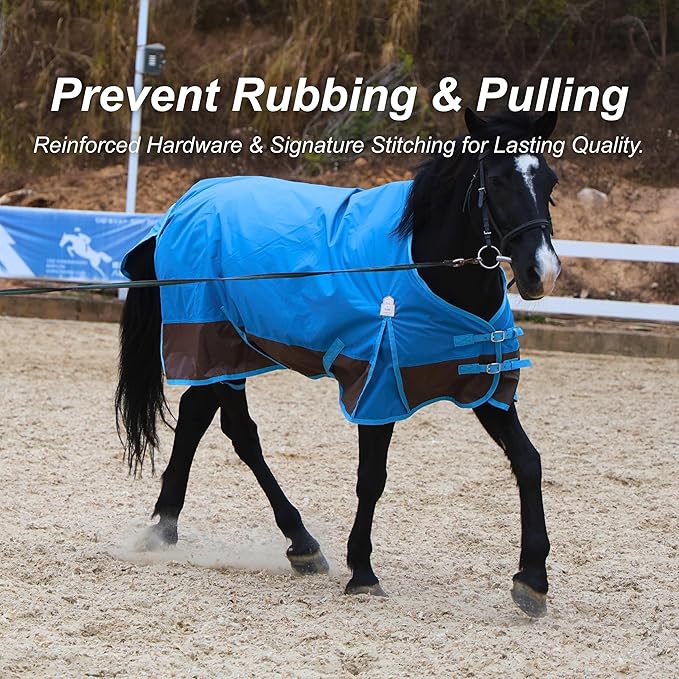 BARN & STABLE 420D Ripstop Lightweight Horse Turnout Sheet, No Fill, Water-Resistant & Breathable Horse Blanket for Spring and Mild Weather, with Anti-Rub Fleece Withers