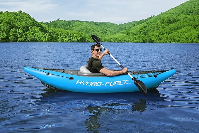 Bestway Hydro Force インフレータブルカヤックセット | シート、パドル、ハンドポンプ、収納キャリーバッグ付き | 大人、子供、家族に最適