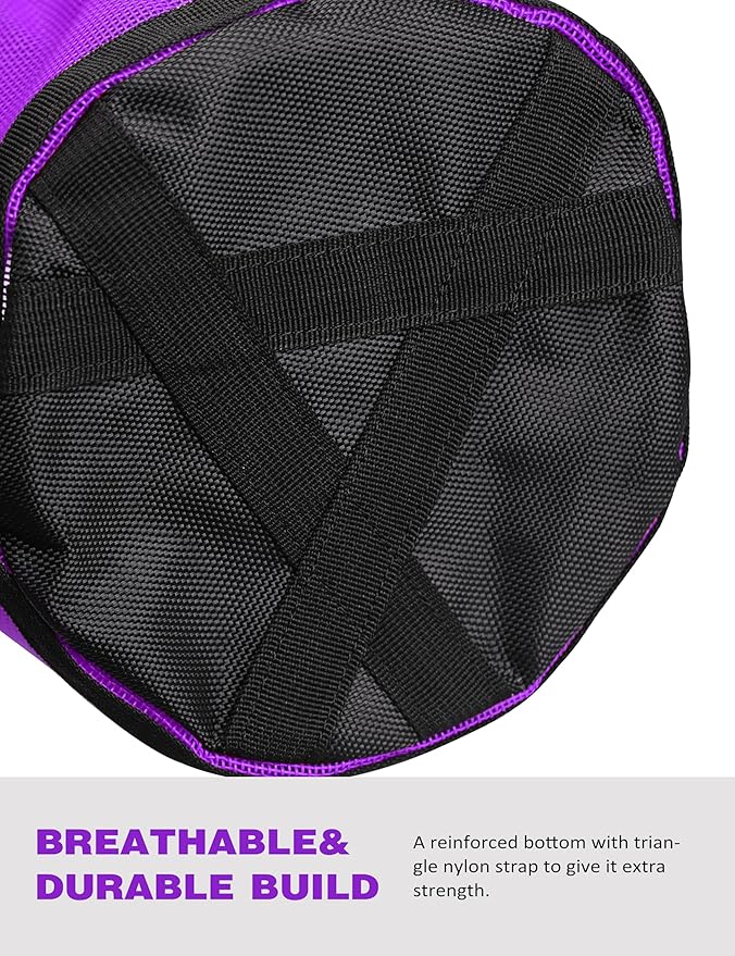 Harrison Howard Horse Muzzle Feed Bag Nylon Mesh Grain Feed Bag with Padded Neck Strap Adjustable Belt Purple Small