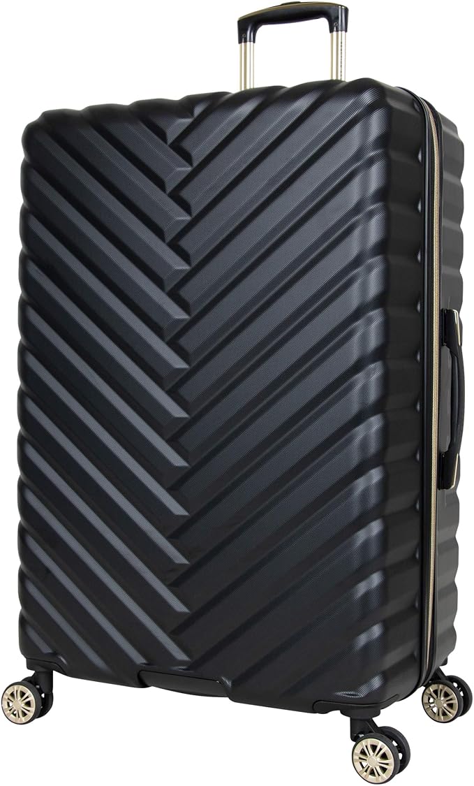 Kenneth Cole REACTION マディソン スクエア 軽量 ハードサイド シェブロン 拡張可能 スピナーラゲッジ、ブラック、24インチ チェックイン