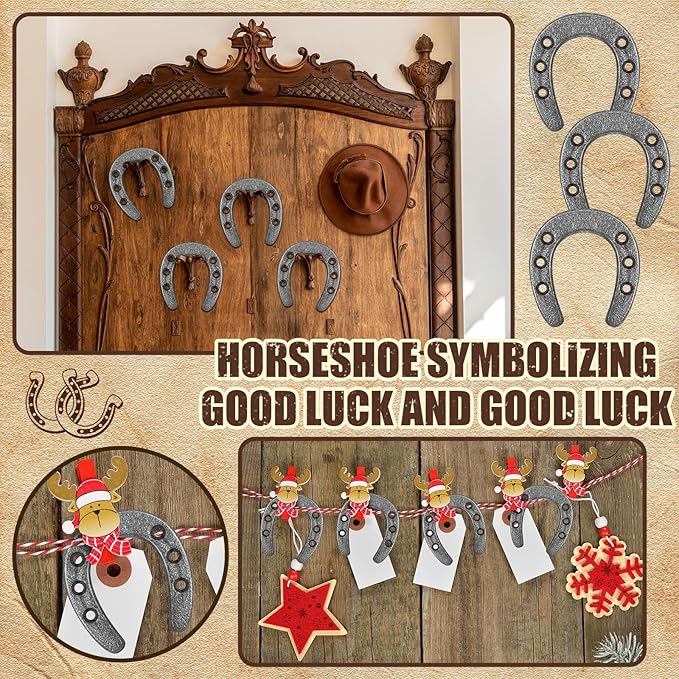 Gisafai 100 Pack Cast Iron Horseshoes for Crafts or Decorations 1.77 x 2 Inch Mini Iron Horseshoes Older Wall Decor Western Theme Table Centerpieces Horseshoe for Good Lucky Party Favor