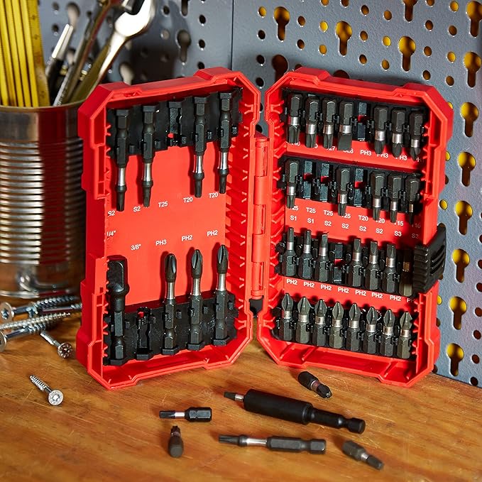 Amazon Basics 42-Piece Impact Screwdriver Bit Set with Phillips, Slotted and Torx Bits, Portable Storage Case