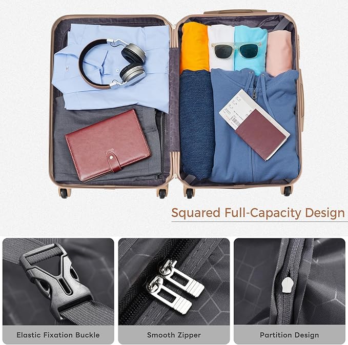 Merax 3 Piece ABS Hardshell Luggage Sets Spinner Wheel Suitcase TSA Lock Suit Case