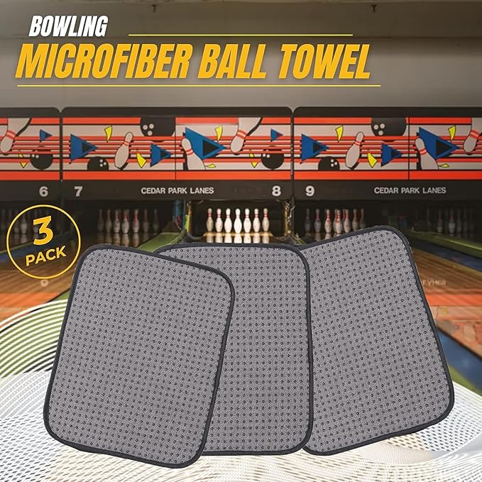 TonGass (3-Pack Microfiber Bowling Ball Towel 10 Inches x 8 Inches Premium Quality Bowling Ball Shammy Pad with Easy-Grip Dots