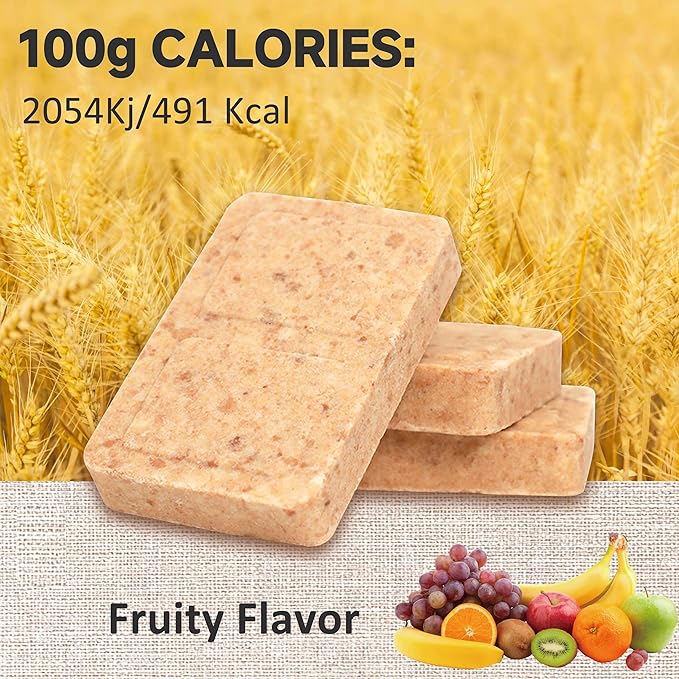 非常食バー - フルーツ味堅パン、MREミリタリーレーション2025、非常食レーションバー、キャンプ・ハイキング・サバイバル用高カロリーバー、12個入り、長期保存可能