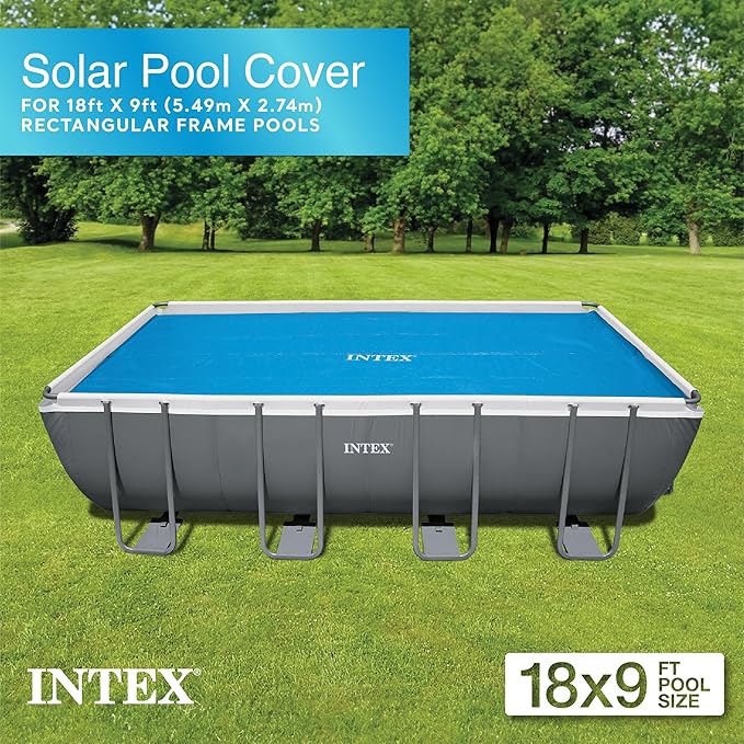 INTEX 26355EH Ultra XTR 18ft x 9ft x 52in Above Ground Swimming Pool Set with Sand Filter Pump and Solar Pool Cover