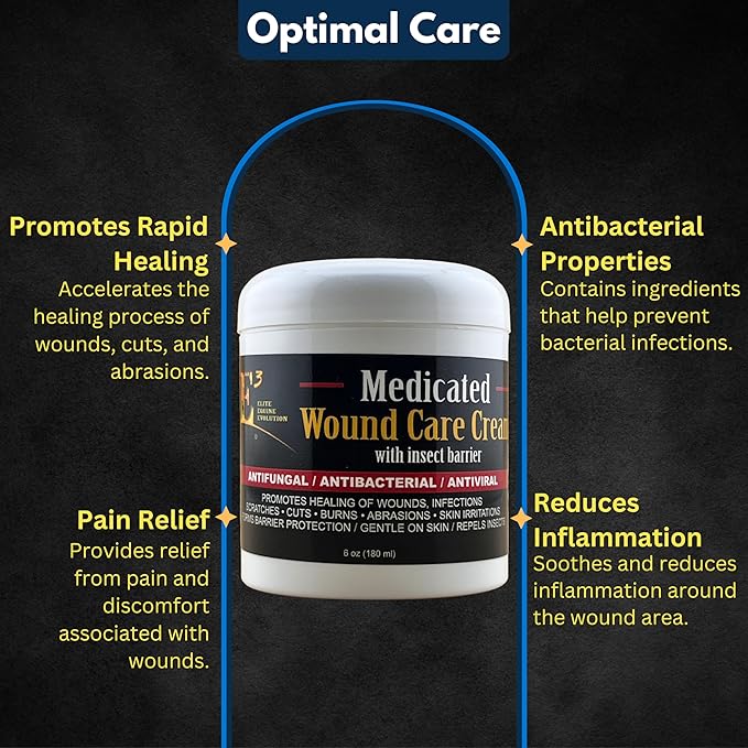 E3 Medicated Wound Cream for Horses, Dogs, Rabbits - Hot Spot Treatment Ointment - Dog Hot Spot Remedy & Paw Care - Non Greasy (1)