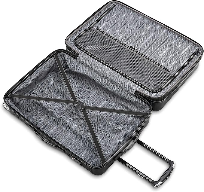 Samsonite Omni 2 24インチ ミディアムチェック ハードサイド荷物 360°スピナーホイール付き - 傷に強いハードシェル - TSAロック - 軽量旅行用拡張可能ポリカーボネートシェル - ミッドナイトブラック