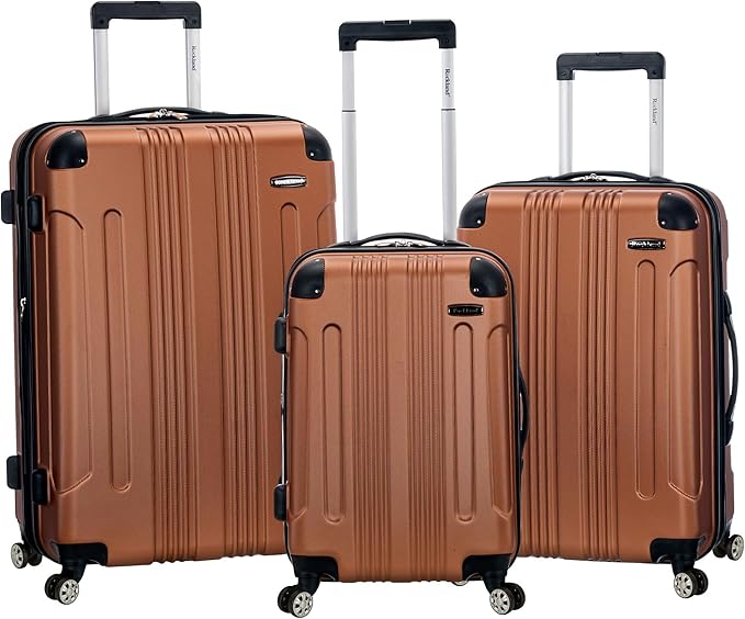 Rockland London ハードサイドスピナーホイール荷物、ブラウン、3ピースセット (20/24/28)