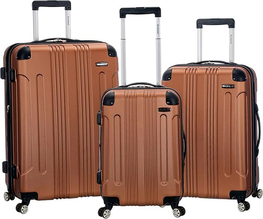 Rockland London Hardside Spinner Wheel Luggage, Brown, 3-Piece Set (20/24/28)