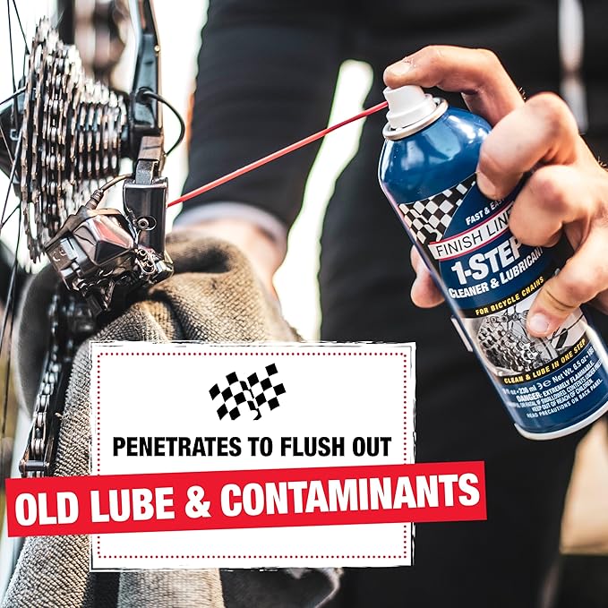 Finish Line 1-Step Bike Chain Cleaner and Lubricant – Cleans, Lubricates & Protects in One Application, Helps Reduce Wear & Friction, Rust Protection for All Bicycle Chains, 17 oz