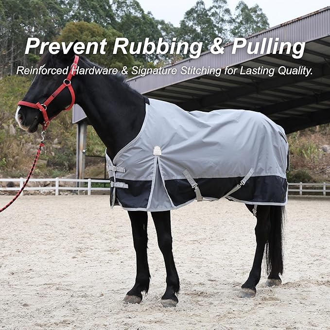 BARN & STABLE 420D Ripstop Lightweight Horse Turnout Sheet, No Fill, Water-Resistant & Breathable Horse Blanket for Spring and Mild Weather, with Anti-Rub Fleece Withers