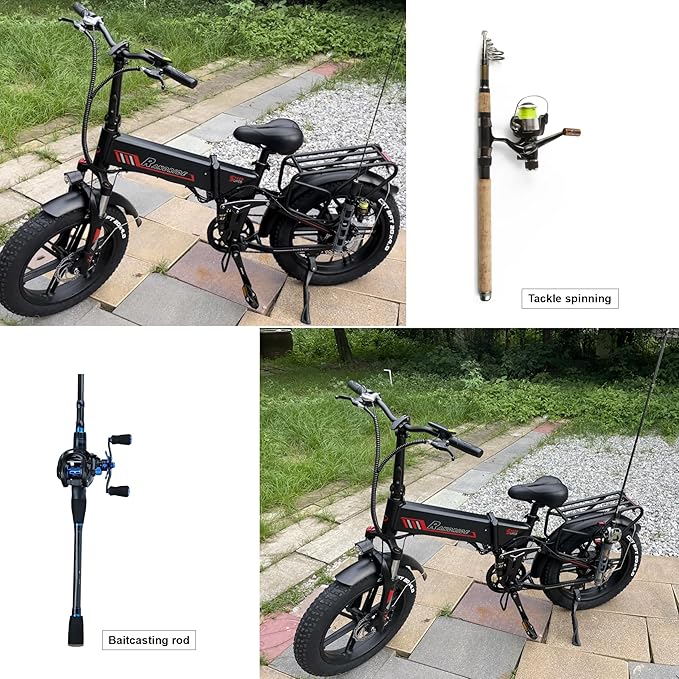 Bike Fishing Rod Holder, Fishing Rod Holder for Bike , E-Bike Fishing Rod Holder, Easy to Install for Bicycles, E-Bikes, Motorcycles, Boats and ATVS, Gray