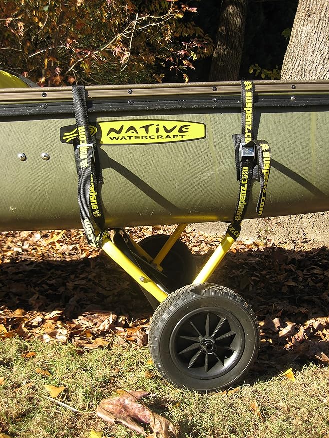 Suspenz Kayak Canoe Trailer Cart, Heavy Duty Kayak Transport Dolly with Airless Wheels, Yellow, 22-6699
