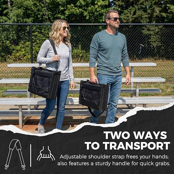 SPORT BEATS Stadium Seats with Back Support Bleacher Chairs with Back and Cushion Thick Padded Bleacher Seats Includes Shoulder Strap Maroon 2pcs Regular
