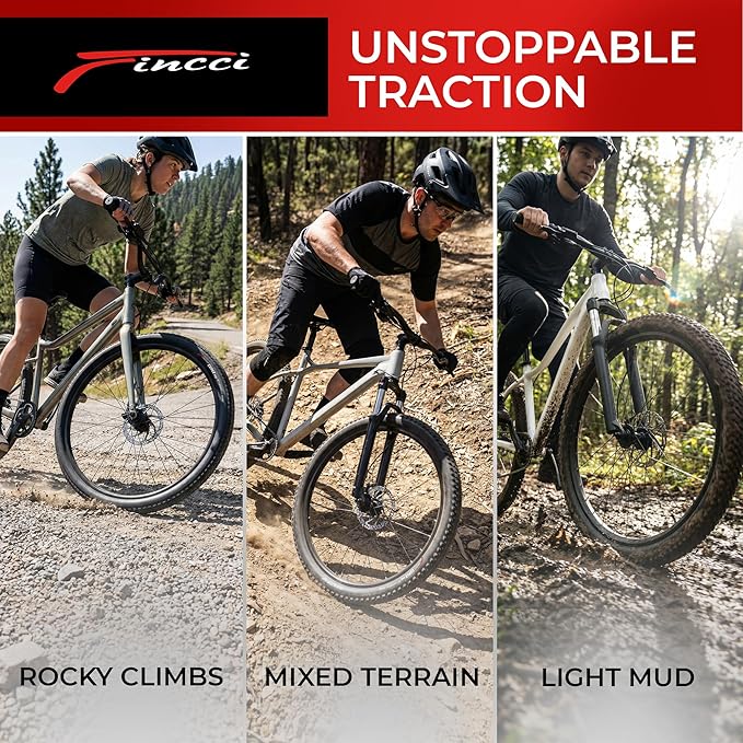 Fincci Foldable 26x2.10 Mountain Bike Tires - 26 Inch Bike Tires with 1mm Nylon Puncture Proof - Black Kevlar 26 Bike Tyre 60 TPI with Cross Country Profile for MTB, XC, Folding, Hybrid Bicycles