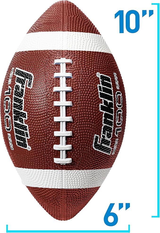 Franklin Sports Kids Junior Grip-Rite Youth Junior Size Rubber Footballs - Peewee Kids Durable Outdoor Footballs - Single & Bulk Packs Available