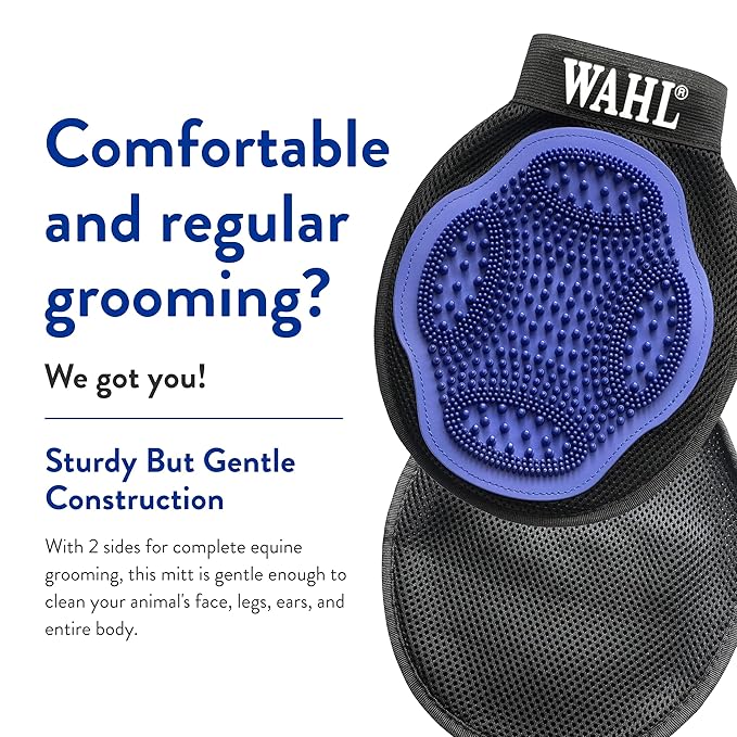 WAHL Professional Animal Equine Grooming Mitt - Flexible Rubber Brush for Horse Care
