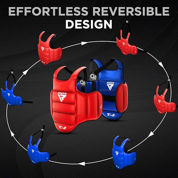 RDX Boxing Body Protector Reversible, Kickboxing MMA Muay Thai Chest Guard, Sparring Training Heavy Punching, Adjustable Shield, Martial Arts Upper Belly Protection Pad, Taekwondo TKD Vest