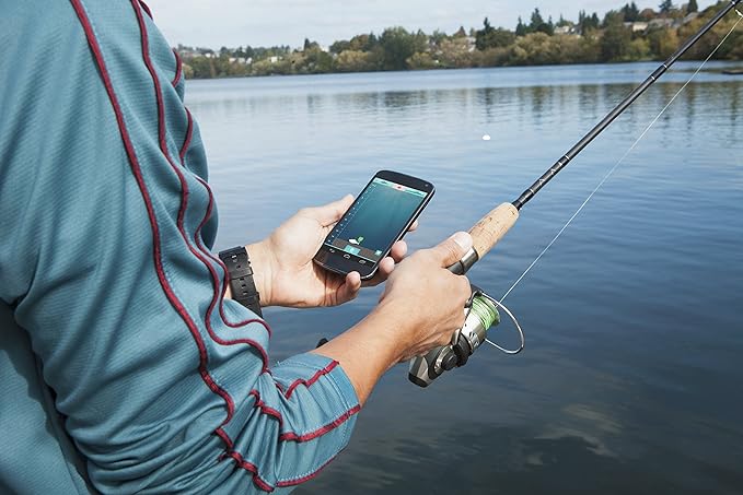 Reelsonar iBobber portable wireless bluetooth fish finder depth finder with depth range of 135 feet 10+ hrs battery life with IOS & Android App Wireless and Watch App