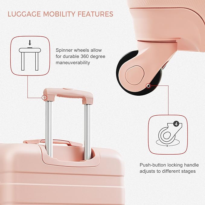4 Pcs Sets ABS Hardshell Luggage Set Spinner Wheel Suitcase TSA Lock Suit Case