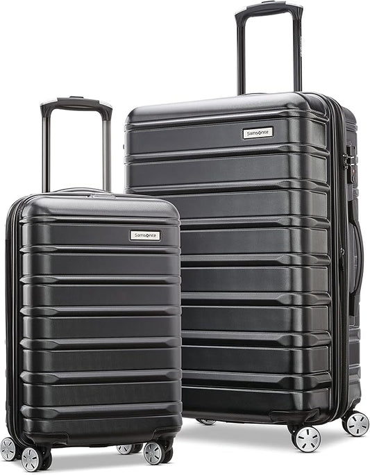 Samsonite Omni 2 Hardside Expandable Luggage with Spinner Wheels, 2-Piece Set (19/24), Midnight Black