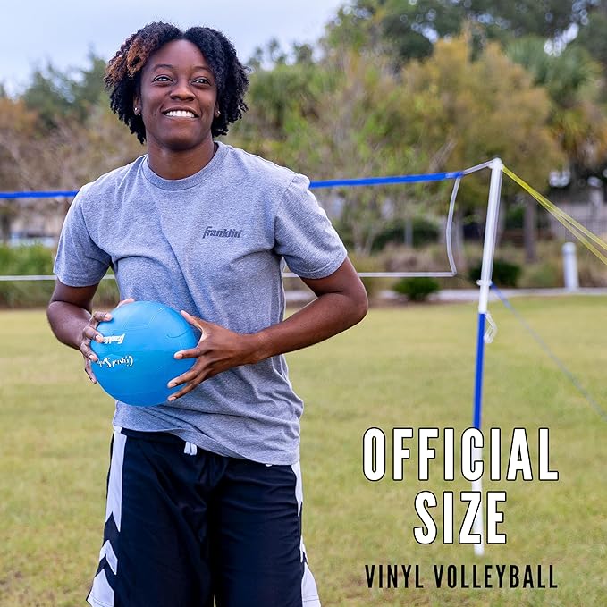 Franklin Sports Volleyball + Badminton Sets - Beach + Backyard Game Set - Volleyball, Pump, Badminton Rackets, Birdies, Net + Poles Included