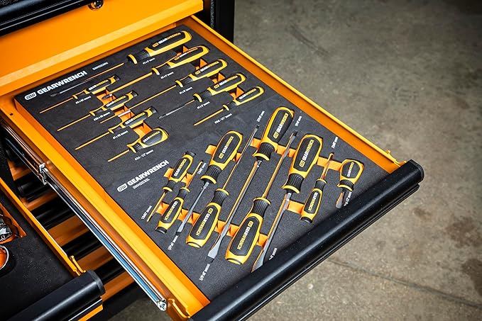 GEARWRENCH 9 Piece Slotted Dual Material Screwdriver Set in Foam Storage Tray - GWMSSCRSL