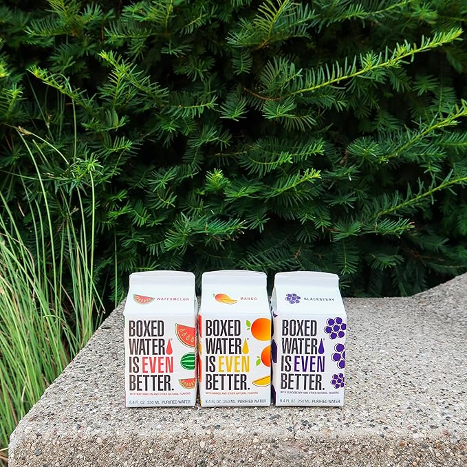 Mini Watermelon Boxed Water 8.5 oz. (24 Pack) – Better Than Premium Plastic, Plant-Based Cartons, BPA-Free, Refillable, Lunchbox Ready