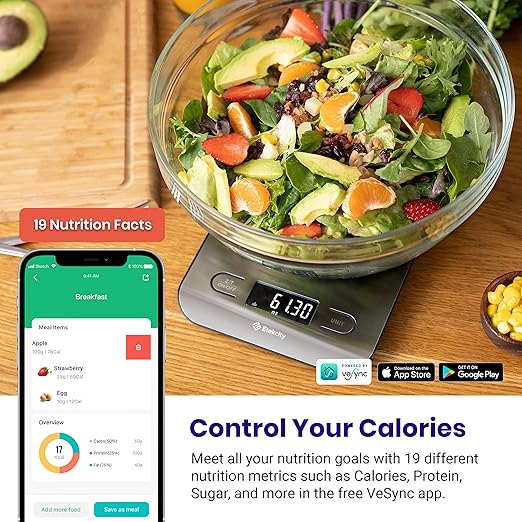 Etekcity デジタルクッキングスケール 料理はかり 食材/体重減量/ベーキング/調理/Keto/食事準備用 ステンレス製（大）