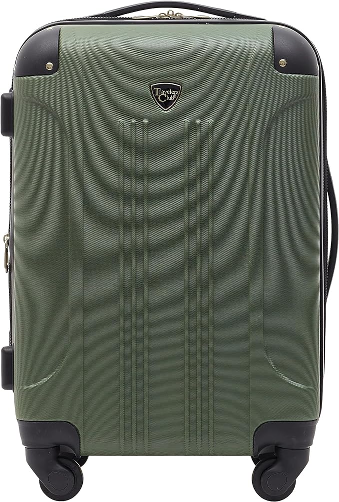Travelers Club Chicago Hardside Expandable Spinner Luggage, Thyme Green, 22" Carry-On