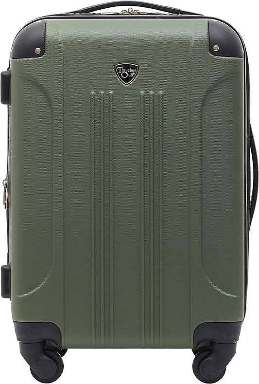 Travelers Club Chicago Hardside Expandable Spinner Luggage, Thyme Green, 22" Carry-On