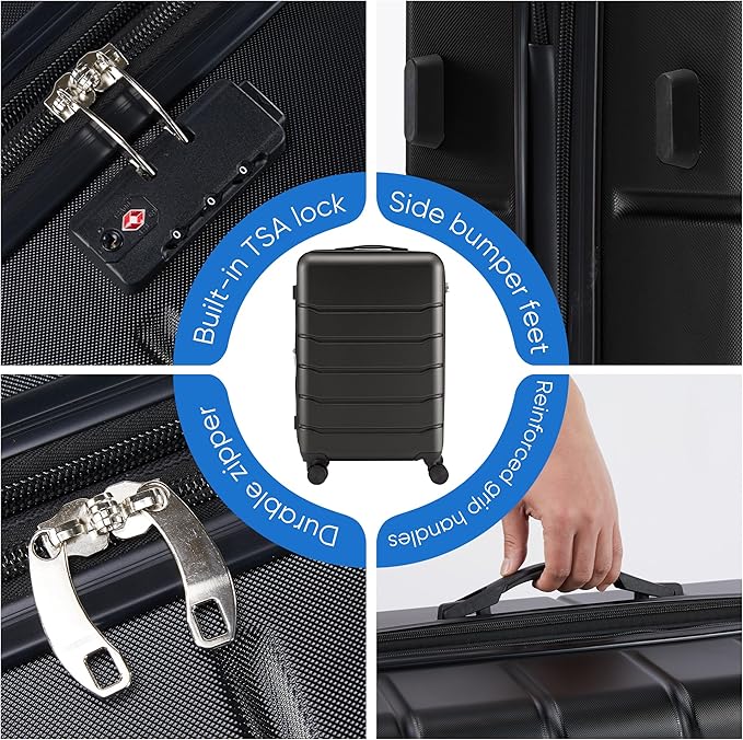 OLIXIS 25 Inch Carry-On Luggage with Spinner Wheels, Travel Suitcase with TSA Approved Lock, for Business & Travel–Black