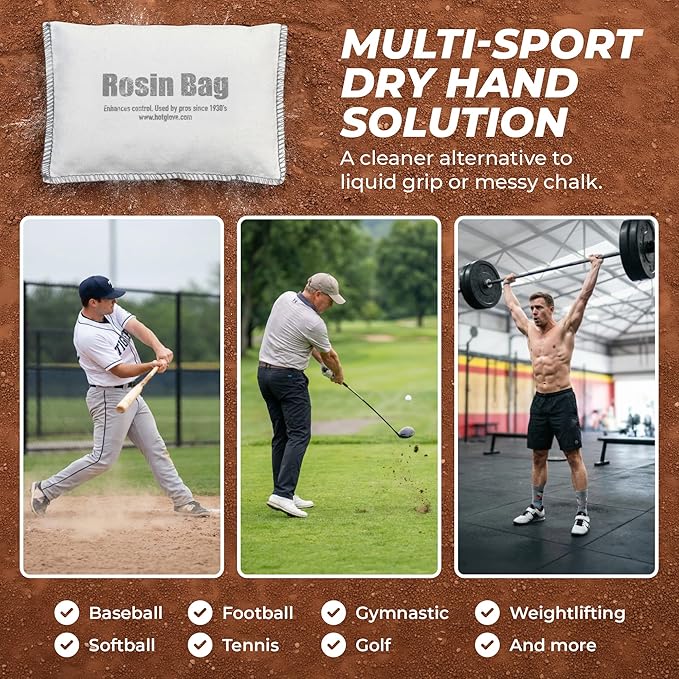 Hot Glove Extra Large Baseball Rosin Bag – Professional Pitching Rosin for Baseball & Softball – Dry Hand Grip Enhancer for Pitchers & Batters – Sweat Absorbing Grip Powder – Made in USA