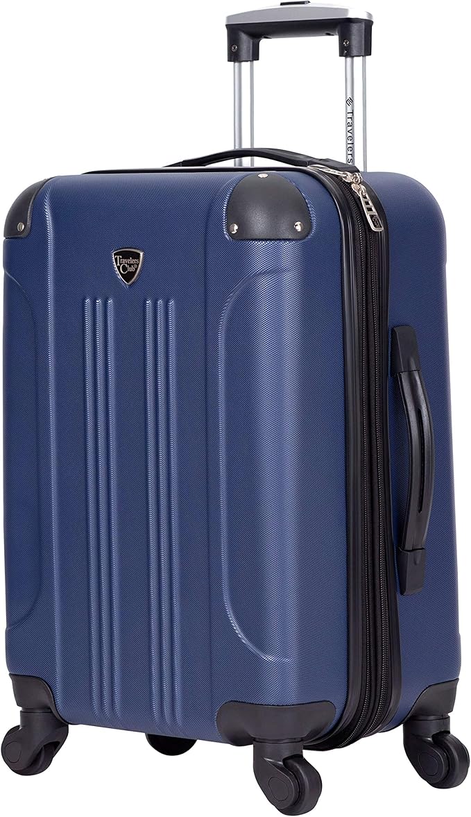 Travelers Club Chicago ハードサイド 拡張可能 スピナーラゲッジ、ネイビーブルー、3点セット