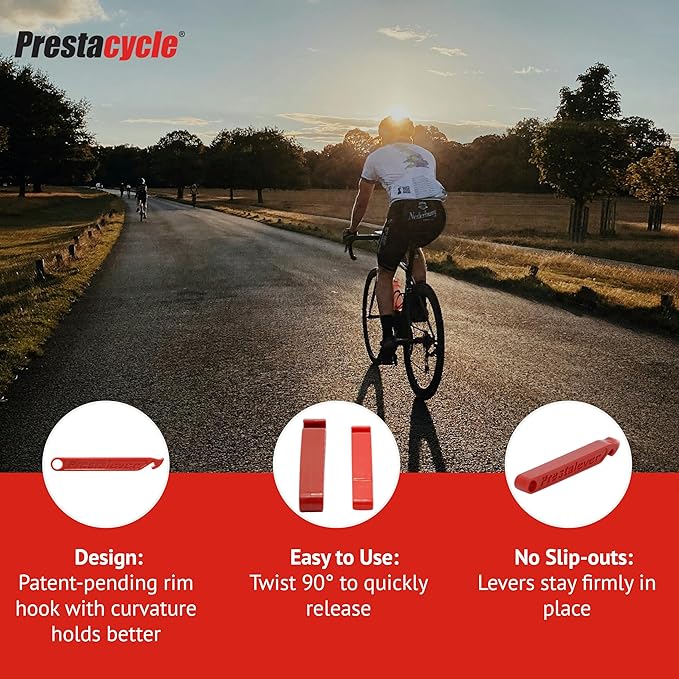 Prestacycle Prestalever Multitool Tire Lever – Tubeless Third-Hand Tire Holder for Tough Installations, Safe for Carbon Rims, Nylon Rim Protector, Bicycles, Made in USA