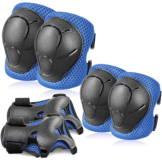 BOSONER Basic Kids Protective Gear: Kids Knee Pads and Elbow Pads with Wrist Guards Set for 3-15 Years - Design for Roller Skates, Cycling, BMX Bike, Skateboard, Inline Skating, Scooter Riding Sports