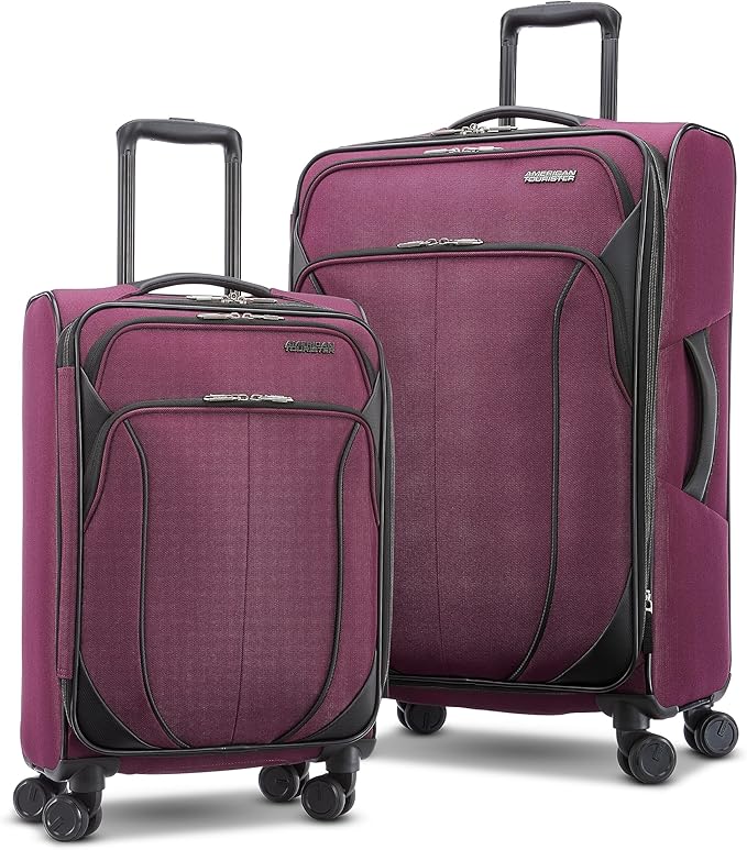 American Tourister 4 KIX 2.0 拡張可能ソフトサイド荷物 スピナーホイール付き、2点セット (20/28), パープルオーキッド