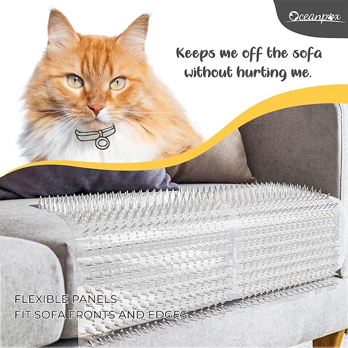 Scat Mat for Cats 16 x 13 Inch, 12 Pack Clear Cat Deterrent Mat with Spikes and 50 Stickers, Humane Indoor Outdoor Cat Repellent for Furniture, Counters & Garden Beds