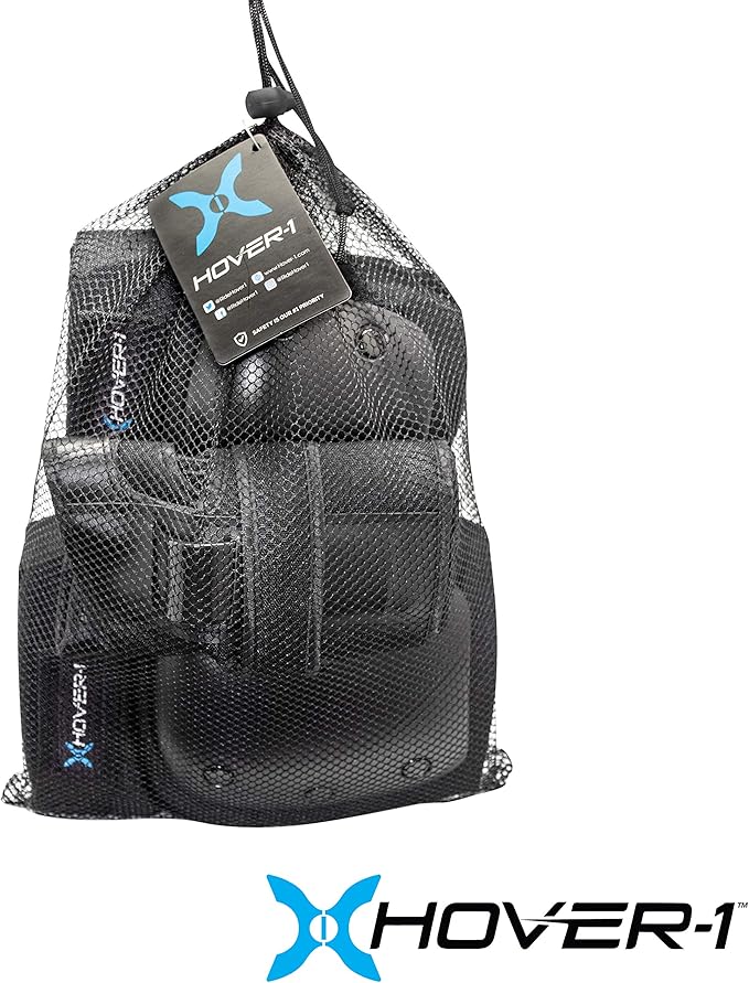 Hover-1 Protective Elbow Pads, Knee Pads, Wrist Guards, Padded Shorts, Tank Top, T-Shirt - Hard PP Shells for Impact Resistance & EVA Foam Protective Padding for Skating, Hoverboards, E-Scooters