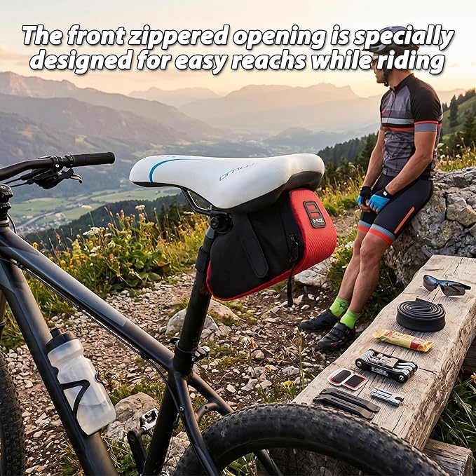Milltrip Bike Saddle Bag, B Soul Super Light Bike Rear Saddle Cycling Seat Bag Tail Pouch Package Under seat Storage Bag (Red)