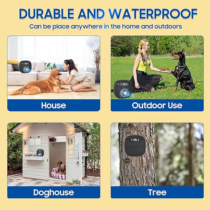 Tetra Ultrasonic Dog Bark Deterrent Devices, Rechargeable Anti Barking Device for Dogs with Sensor & 60ft Remote Control, Adjustable Bark Stopper Indoor Outdoor