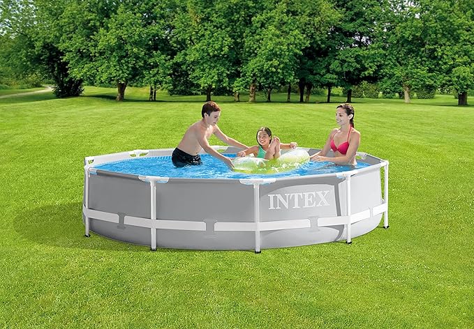 INTEX 26701EH Prism Frame Premium Above Ground Swimming Pool Set: 10ft x 30in – Includes 330 GPH Cartridge Filter Pump – SuperTough Puncture Resistant – Rust Resistant – 1185 Gallon Capacity